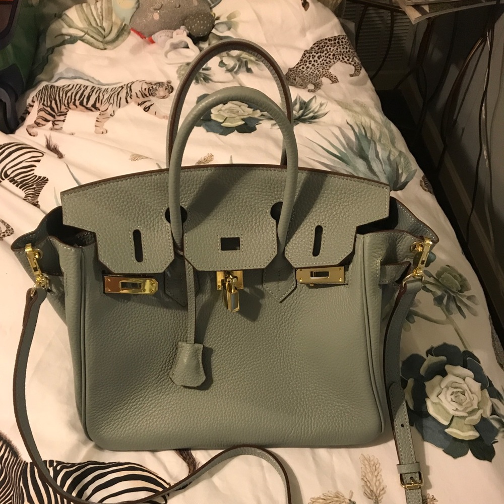 Birkin style light blue bag
